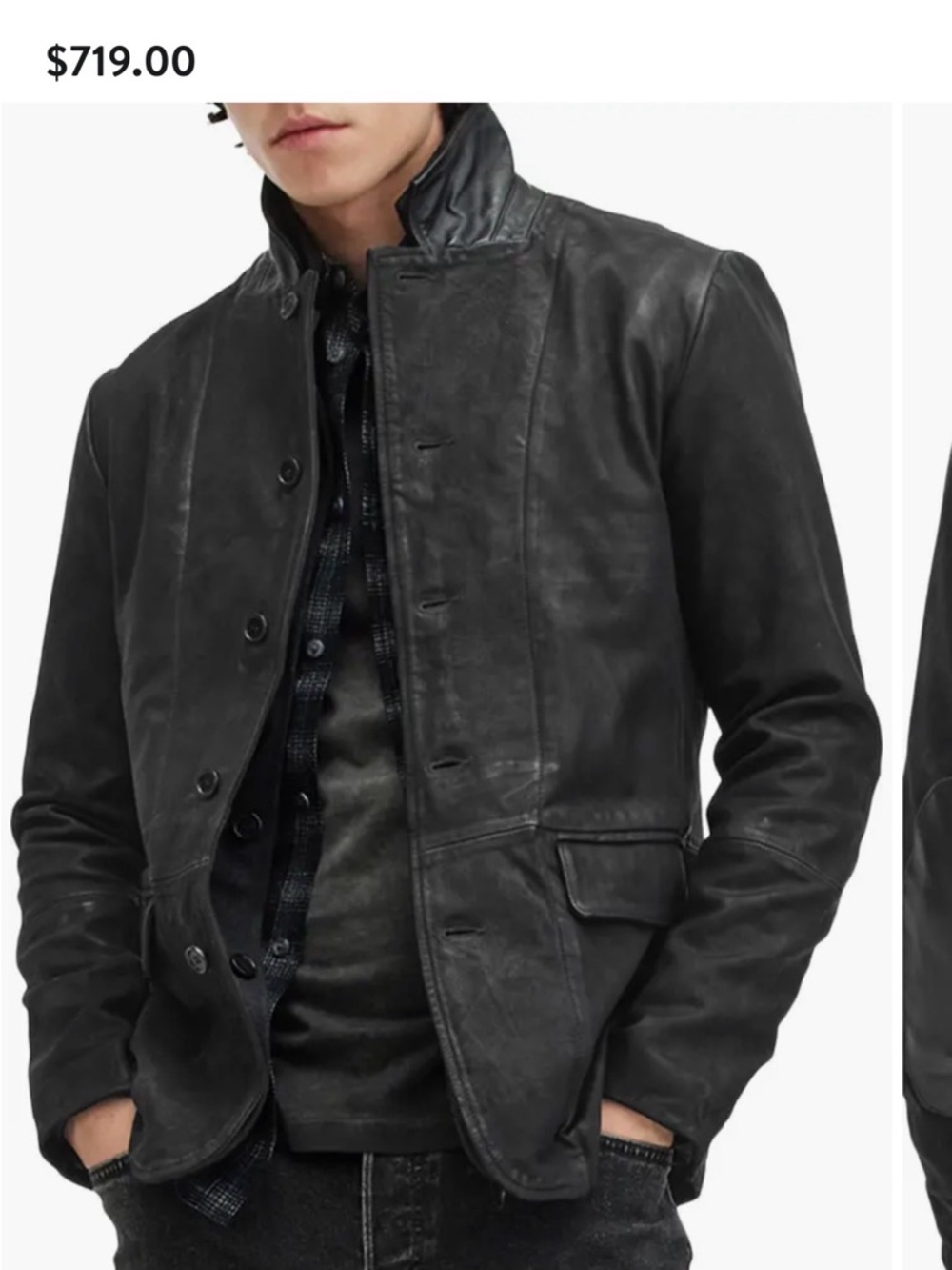 All Saints Mens Survey Layered Goat Leather Jacket